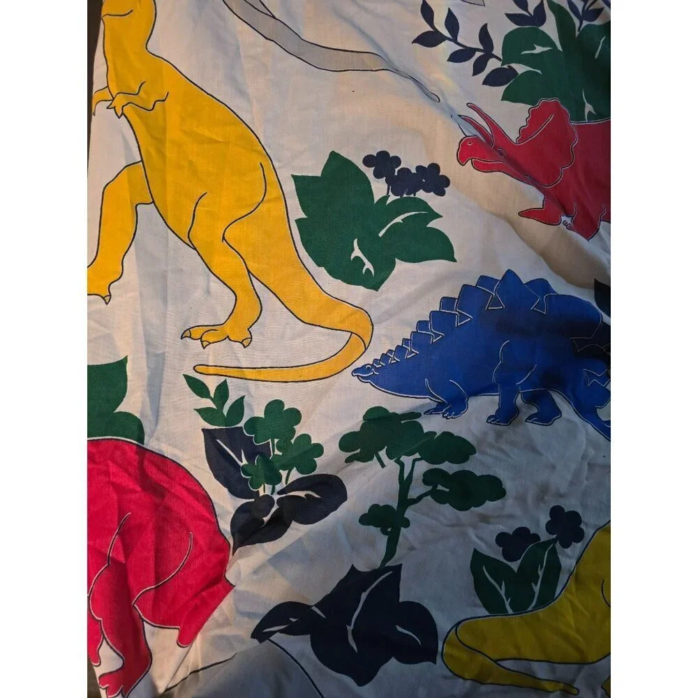 Vintage 80s Dinosaur Sheets Set Flat Fitted T-rex